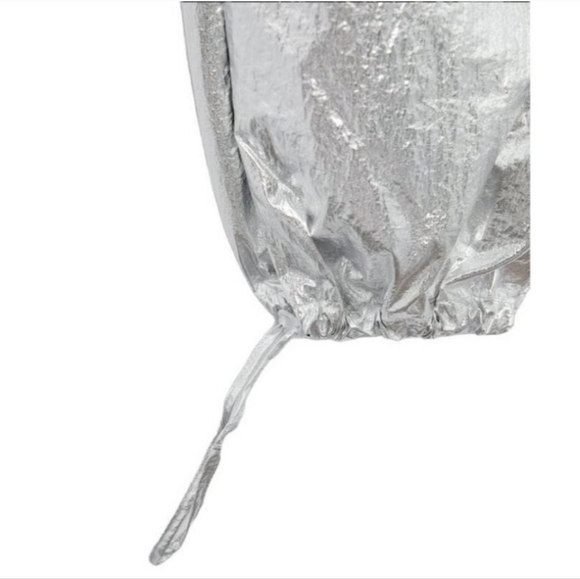 New Zara Shiny Metallic Silver Parachute Mid Rise Pants Trousers 8338/405 NWT XS - Picture 9 of 12